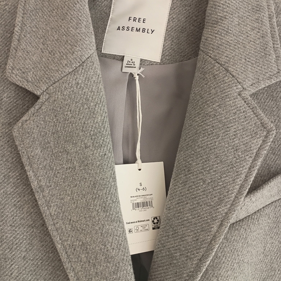 Free Assembly Women's Gray Wool Blend Blazer SZ 4/6 - Picture 2 of 9